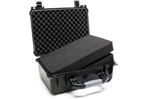 ‎WILTEC Wiltec Universalkoffer 40,6x33x17,4 cm schwarz, Schutzkoffer Wasserdicht mit Druckausgleichsventil & anpassbaren Schaumstoffmatten