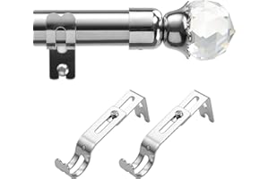 OLLIDOT Curtain Poles, Single Curtain Rod 76-117cm, Curtain Poles for Eyelet Curtains, 2.5cm Curtain Rod Heavy Duty for Sliding Door, Bedroom, Patio Door with Adjustable Brackets, Silver