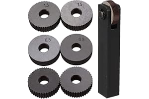 CNBTR 0.5mm 1.5mm 2mm Pitch Single Wheel with 1.0mm Pitch Straight Linear Knurling Tool Set of 7