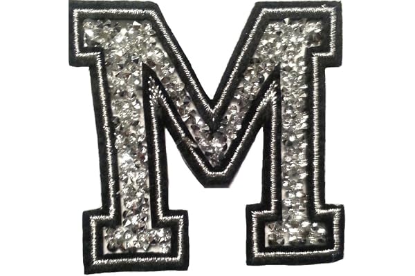 Écusson Patch Badge strass Brodé ecusson lettre alphabet thermocollant " M 8-10 cm "