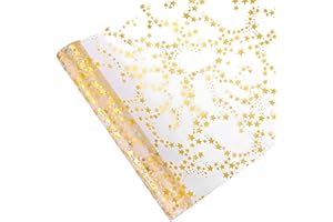 Herboom Organza Tischläufer Sterne, 28cm x 7m, Tischläufer Gold für Weihnachten & Adventszeit, Festliche Dekoration zu besonderen Anlässen