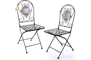 Marko Outdoor Sets of 2 Mosaic Bistro Chairs Outdoor Garden Patio Furniture Cafe Al Fresco Dining (Vigo)