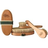 eldione 100% Horsehair Body Care Brush, Face Brush, Heel (pumice) Stone and Pouch, Dry Brushing, Cellulite/Varis/Wrinkle Removal