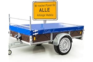 PLANE 4 YOU Saris Bâche de remorque, de qualité supérieure, sur mesure, bâche plate pour remorque de voiture, bâche en PVC imperméable avec accessoires de remorque (bleu, 258 x 145 x 20 cm)