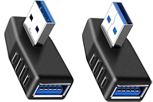 iJiGui 2 Stück USB 3.0 Adapter, USB Winkelstecker 3.0 auf USB Buchse Adapter, USB 90 Grad Winkeladapter, Linker und Rechter Winkeladapter für USB-Kabeln, USB-Computerzubehör