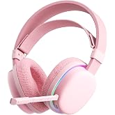 Aula G7 Tri Mode Kablosuz RGB Gaming Mikrofonlu Oyuncu Kulaklığı 40mm Driver G&uuml;r&uuml;lt&uuml; Engelleyici Pembe
