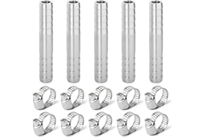 ERGAOBOY 5 Pezzi 8 mm portagomma Dritto in Acciaio Inox, Raccordo per Tubo SUS 304 a 2 Vie a Forma di I con 10 Morsetti