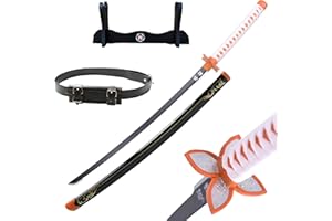 Hashiman - Katana Demon - Réplique Manga Sabre + Support Epée Bois + Ceinture - Catana Japonais Cosplay Décoration Jouet Enfant Adulte - Jeu Déguisement Deco Ninja (Shinobu)