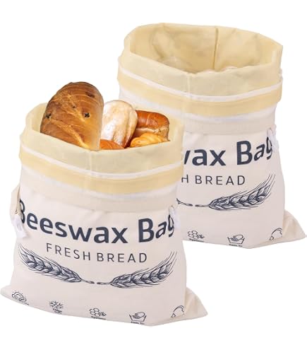 Borsa Per Pane In Cera D'api – Riutilizzabile, In Tessuto Oxford, 43x31 Cm, Per Pane A Lievitazione Naturale, Frutta E Snack, Sostituisce La Plastica