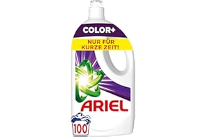 ‎ARIEL Ariel Flüssigwaschmittel, 100 Waschladungen Color+ Waschmittel, Kraftvolle Fleckenentfernung in nur 1 Waschgang, selbst bei Kaltwaschzyklen