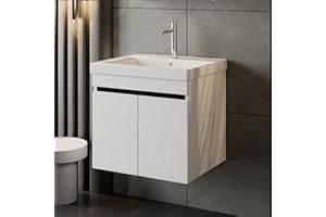 ‎KAREN BANYO Karen Waschtisch mit Unterschrank Venus Weiß | Keramikwaschbecken | Unterschrank | Badmöbel | Aufsatzwaschbecken | Konsolenwaschtisch | Moderner Stil | Badezimmer (Venus 60)