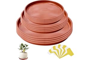 GAOHAN 12 Pack Plant Pot Saucers, Durable Plastic Plant Trays for Pots,Plant Pot Trays in 3 Sizes,Waterproof Plant Saucer Red - Ideal for Garden,Balcony & Home,Etc
