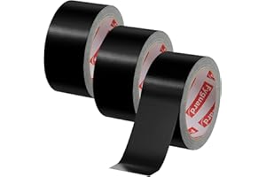 Fyguard 3 Rolle Panzertape, 48mm x 54m Panzerband Schwarz Wasserdichtes Reparaturband Gewebeband 210μ Gaffa Tape Handreißbar zum Innen & Außen Reparieren Befestigen Bündeln, 18m/Rolle
