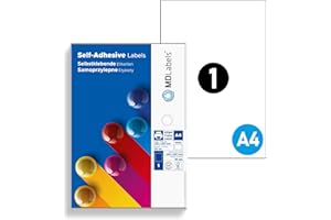 ‎MDLABELS MDlabels Papier samoprzylepny A4 210x297 mm 100 szt.- do samodzielnego zadruku- biały- etykiety/naklejki A4 matowe