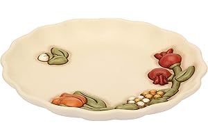 THUN - Piatto Centrotavola, Decorato con Fiori e Farfalle - Accessori e Decorazioni Casa - Linea Country - Formato Medio - Ceramica - Ø 25 cm