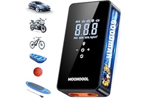 MOONCOOL luftpumpe elektrisch, 150 PSI schnelle elektrische Luftpumpe mit Doppelmotor, 6000 mAh Powerbank, LED, Multifunktions-Luftkompresse für Paddle-Boards, Auto, Fahrrad, Motorräder, Bälle