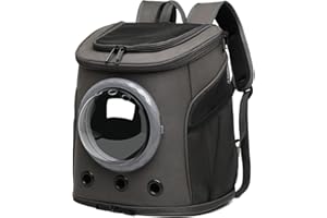 Galatée Sac à Dos pour Chat, Sac à Dos pour Animal De Compagnie à Capsule Spatiale Ventilée, Sac à Dos pour Chien avec Design Ventilé, Sac à Dos Pliable Portable pour Animal De Compagnie(Gris Foncé)