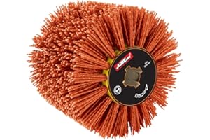 Aidelife Tambor de cepillo de rueda de alambre de nailon para madera plana e irregular, piedra, superficies de metal, desengrasado y estropajo Ø120 x 100, accesorio de máquina de dibujo de alambre