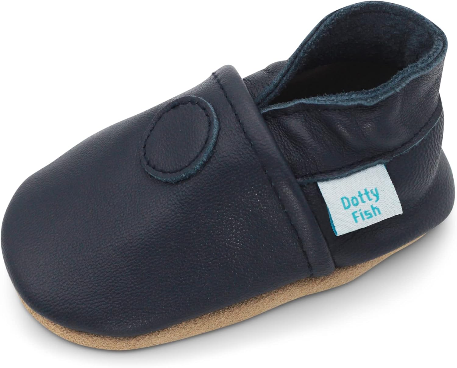 Dotty Fish Soft Sole Leather Baby & Toddler Shoes – Barefoot, Non-Slip, Lightweight & Flexible, Elasticated Ankles - Unisex Boys & Girls, UK Brand, Podiatry Approved