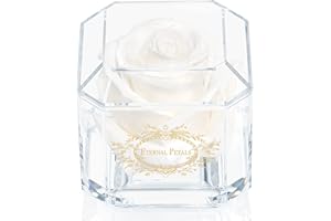 Eternal Petals Solo - A Real Rose That Lasts A Year - Perfect Unique Gift for Women, Men, Birthday Gift (White)