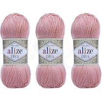 Alize Diva Häkelgarn – 100% Mikrofaser-Acryl, Seidiger Effekt, 2 Knäuel à 100 G, 760 M