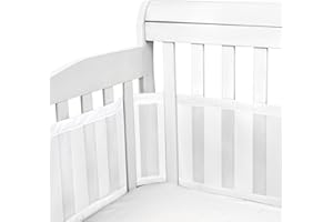 Luchild Tours de lit, Doublure en Maille 4 côtés 2 Pièces Tours de Lit Bébé, Réglable,Respirant Protection des Bords Anti-Collision pour la Maison avec Circulation de l'air Doublure en Maille (Blanc)