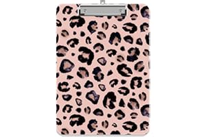 Piasoenc Plastic Clipboard, Cute Decorative Clip Board, 9 x 12.5 in, A4 Standard Office Clip Boards for Nurses, Students, Office, Leopard