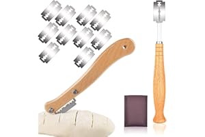 TIMBEVE AMIGOGO Taglierino per Pane, Lama Pane, Coltello Pane Bread Lame con 10 Lamettes in Acciaio Inossidabile per Cuocere, Intagliare Modelli di Pane Crudo