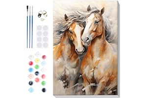 Lxmsja Cavallo Dipingere con i Numeri Adulti Con Cornice, Cavallo Paint by Numbers Kit Animale Principianti Con 3 Penne, Hobby Creativi Adulti Idee Regalo Donna Decorazioni Casa, 20x30cm