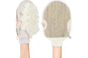 AZONELIFE Guanti Esfolianti per Il Bagno, 2 In 1 Scrubber per il Corpo Esfoliante in Spugna di Luffa, Spugna Esfoliante Corpo Guanto, Spugna di Loofah per Doccia, Guanto Scrub Corpo per la Pulizia Della Pelle