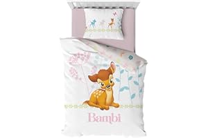 AYMAX Disney Bambi Reversible Baby Duvet Cover 100 x 135 cm Pillowcase 40 x 60 cm Cotton