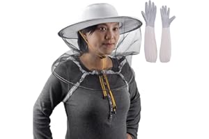 HunterBee Chapeau d'apiculteur rond avec gants 2 en 1 Marron