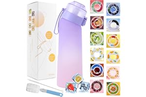 JUCHRZEY Trinkflasche mit Geschmack, Verbessertes Air Flasche Set mit 8 Geschmack und Reinigungsset, Wasserflaschen mit Geschmack, BPA-frei Flasche Starter Set, 0 Zucker 0 Kalorien (Farbverlauf Lila)