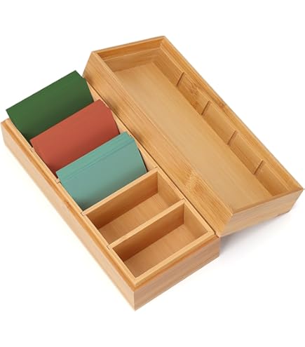 BAIFULAI Boîte à Fiches En Bois A8 20x8x6 Cm Avec Couvercle - Pour Bureau École Maison