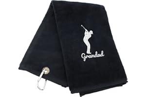 Always Looking Good Golf Towel for Grandad Black Luxury Velour 50cm x 40cm Custom Embroidered Golf Towel with Carabiner Clip Gift- Golf Gifts for Grandad