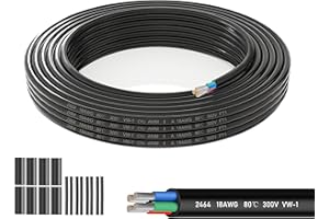 SCHDRA UL2464 - Cavo di alimentazione ad alta tensione a 4 fili, 18 AWG, 4 x 0,75 mm², 8 metri, 5 V, 12 V, 24 V, 300 V, in rame stagnato, per applicazioni automobilistiche e officine
