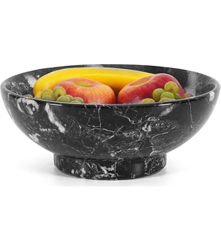 Ciotola In Marmo Nero Naturale Lavorata A Mano – Forma A Fiore, Multiuso Per Frutta, Bijoux O Decorazione, Regalo Casa O Matrimonio, 15,2 Cm