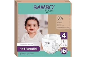 Bambo Nature Pannolini per bambini taglia 4 (7-14 kg) 144 pz. Scatola mensile | Pannolini premium con una migliore protezione dalle perdite | Massimo comfort per i neonati | Dermatologicamente testati