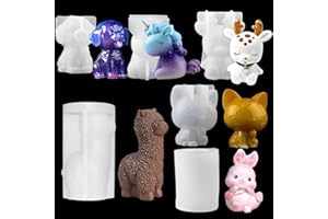 SUNXBUK Silikonform Tiere 6 Pcs,Gießformen Silikon Tiere,Silikonformen Gießformen Resin,Form Tier Set Spielzeug,Hase/Hund/Katze/Rentier/Alpaka,für DIY Handwerk Dekoration