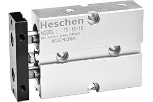 Heschen Pneumatischer Luftzylinder, TN16-10(TDA16-10), Bohrung 16 mm, doppelstabiger, doppeltwirkender Aluminium-Pneumatik-Luftzylinder, mit Magnet (Hub: 15 mm)