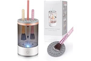 AOUZOVLI Lava Pennelli Make Up Elettrico,Pulitore Pennelli Trucco Elettrico,Pulitore Pennelli Trucco,Pulitore Elettrico Per Pennelli Da Trucco,Detergente Per Pennelli Per Trucchi Elettrici