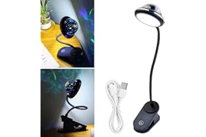 Vesaneae LED Klemmlampe Leselampe Mit Sternprojektion,USB Aufladbare Stern Clip Nachtlicht,Schwanenhals Bett Lampe,Augenpflege Schreibtischlampe,Nachttischlampe Touch Dimmbar(Blau)