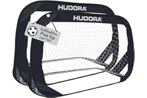‎HUDORA HUDORA Pop Up-Fußballtor 2er Set - Faltbare Fußballtore für Kinder & Erwachsene - Fußballtorset Garten mit Tragetasche & Heringen - Fußball-Tore für Garten/Park & Strand