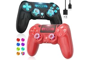TURPOW Wireless Controller for PS4, Bluetooth-Gamepad mit verbessertem Dual-Motor-Schock/6-Achsen-Sensor/Turbo/Touchpad/Audio für Ps-4/P4 Pro/P4 Slim/PC mit RGB-Beleuchtung