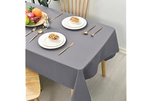 Hiasan Glatt Tischdecke Outdoor wetterfest Fleckenabweisend Tischtuch mit Lotuseffekt Leicht Wasserabweisend Tischwäsche, Grau, 140x200cm