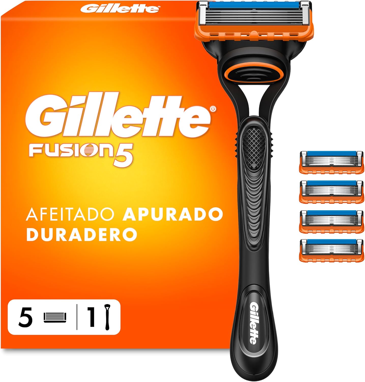 Gillette Fusion5 UEFA Champions League Special Edition Maquinilla de Afeitar para Hombre, 1 Mango + 5 Recambios, con Banda Lubricante para Un Afeitado Apurado, Azul/Negro