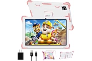 SEMEAKOKO Kids Tablet, 10 inch Android 14 with Protective Case, 10GB+64GB/512GB Expandable, Octa-Core, 6000mAh Battery, WiFi 6, BT5.2, Parental Control, IWawa Children's System,Dual Cam, Gift for Kids Pink