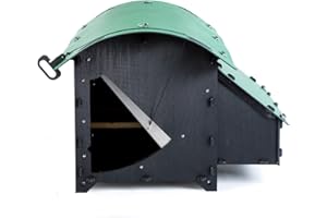 Green Frog Designs Medium Chicken House - Green, Fox Proof Hen Cage for Small Animals & Poultry | Waterproof Backyard Hutch for Pets | Recycled Plastic | 5-9 Chicken Capacity | Removable Roof & Door