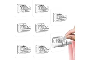 UKOFEW 8 Pezzi Staffa per Asta per Tenda Trasparente, Supporto per Bastone per Tenda Autoadesivo, Ganci Adesivi per Tende, Staffa Autoadesiva per Asta Tende, per Soggiorno, Bagno, Camera da Letto
