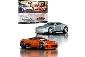 Hot Wheels Premium Kultowe auta Jaguar/Aston Martin 2-pak samochodów w skali 1:64, wyjątkowe połączenia, opony Real Riders, metalowa konstrukcja, zestaw auta dla kolekcjonerów, JBL04